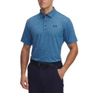 Under Armour季后赛3.0印刷Polo Golf衬衫 - 蓝色