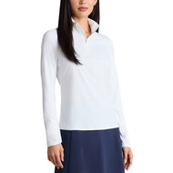 G/Fore 女式丝质科技尼龙 1/4 拉链防晒高尔夫套头衫 - 雪色/腮红