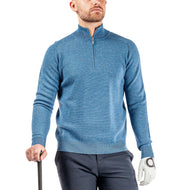 Galvin Green Chester Merino 1/4 Golf Sweater - Blue Melange