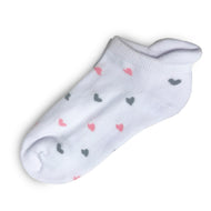 Glenmuir 女式棉质丰富缓冲高尔夫袜 - 白色/糖果色和浅灰色心形