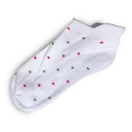 Glenmuir 女式棉质丰富缓冲高尔夫袜 - 白色/亮粉色和浅灰色圆点