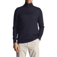 Lyle & Scott Tonal Eagle Merino 1/4 Zip Pullover - Light Navy