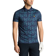 Lyle & Scott LS Monogram Printed Golf Polo Shirt - Ryder Blue