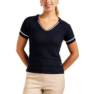Nivo 女式 Nyla V 领针织高尔夫 Polo 衫 - 海军蓝