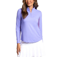 IBKUL Women's Solid Long Sleeve Zip Mock Neck Shirt - Lavender