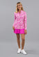 IBKUL Women's Yesenia Long Sleeve Zip Mock Neck Shirt - Hot Pink/White