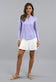 IBKUL Women's Amani Long Sleeve Zip Mock Neck Shirt - Lavander/White