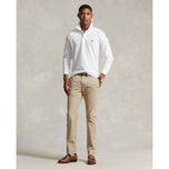 Polo Golf Ralph Lauren 棉质珠地网布性能长袖 Polo 衫 - 陶瓷白/红