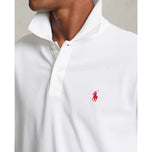 Polo Golf Ralph Lauren 棉质珠地网布性能长袖 Polo 衫 - 陶瓷白/红