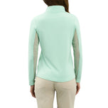 IBKUL Women's Solid Long Sleeve Zip Mock Neck Shirt - Pool Party