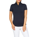 IBKUL Women&#39;s Short Sleeve Zip Mock Neck Polo - Black