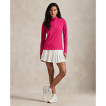 RLX Ralph Lauren Women's Power Stretch Half Zip Golf Pullover - Currant/Ceramic White/Hunter Green