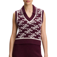 J.Lindeberg Women's Phoebe Jacquard Knit Golf Vest - Cardi Jacquard Winetasting