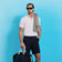 G/Fore Feeder Stripe Fine Tech Jersey Golf Polo Shirt - Blush