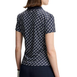 J.Lindeberg 女式 Tour Tech 印花高尔夫 Polo 衫 - 卡迪提花 JL 海军蓝