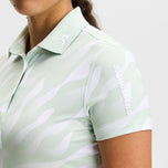 J.Lindeberg 女式 Tour Tech 印花高尔夫 Polo 衫 - Bunker Fade 微妙白色