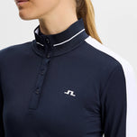 J.Lindeberg 女式 Hertta 长袖高尔夫 Polo 衫 - JL 海军蓝