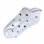 Glenmuir Women's Cotton Rich Cushioned Golf Socks - White/Navy & Light Grey Hearts