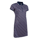 Glenmuir Women&#39;s Victoria 1/4 Zip Performance Golf Polo Dress - Navy/ Garnet Flowers