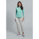 IBKUL Women's Josie Long Sleeve Zip Mock Neck Shirt - Turquoise/Lime