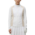 J.Lindeberg 女式 Brooks 拉链可折叠高尔夫夹克 - 白色