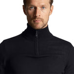Lyle & Scott 刺绣美利奴羊毛混纺 1/4 拉链针织衫 - 深海军蓝