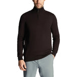 Lyle & Scott 刺绣美利奴羊毛混纺 1/4 拉链针织衫 - 深黑色