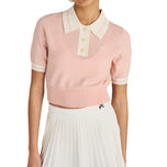 Malbon 女式 Mikayla 针织高尔夫 Polo 衫 - 灰玫瑰色