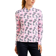 Nivo Women's Lolita Long Sleeve Mock Neck Golf Shirt - Rose/Navy