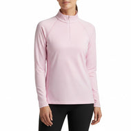Peter Millar Women's Sugar Stripe Perth 1/4 Midlayer - Palmer Pink