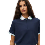 Rohnisch 女式罗纹高尔夫 Polo 衫 - 海军蓝