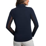 IBKUL Women's Solid Long Sleeve Zip Mock Neck Shirt - Black