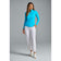 IBKUL Women's Solid Long Sleeve Zip Mock Neck Shirt - Turquoise
