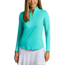 IBKUL Women&#39;s Solid Long Sleeve Zip Mock Neck Shirt - Jade
