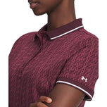Under Armour Women's Drive Jacquard Golf Polo Shirt - Dark Maroon/Fuchsia Dusk/White
