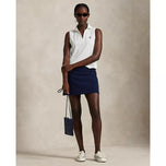 RLX Ralph Lauren 女式剪裁 V 领无袖高尔夫 Polo 衫 - 陶瓷白