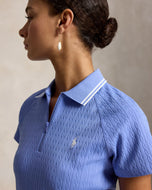RLX Ralph Lauren Women's Active Cable 1/4 Zip Golf Polo Shirt - Blue Mist/Ceramic