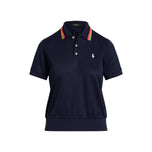RLX Ralph Lauren 女式 Tour 珠地网眼钩针领高尔夫 Polo 衫 - 精致海军蓝多色