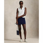 RLX Ralph Lauren 女式剪裁 V 领无袖高尔夫 Polo 衫 - 陶瓷白