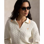 RLX Ralph Lauren 女式 2/48 棉混纺高尔夫套头衫 - 白色泼彩多色