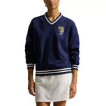 RLX Ralph Lauren Women's Bear Tech Fleece V-Neck Golf Pullover - Refined Navy