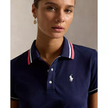 RLX Ralph Lauren Women's Tour Pique Golf Shirt - Refined Navy/Ceramic White/Hot Pink