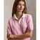 RLX Ralph Lauren 女式 2/48 棉混纺短袖针织高尔夫 Polo 衫 - 浅粉色/白色泼彩