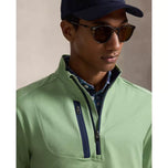 RLX Ralph Lauren Driver Luz Perf Jersey 1/4 Zip Golf Midlayer - Outback Green Heather