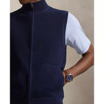 RLX Ralph Lauren Knitted 2/48 Cotton Coolmax Full Zip Golf Vest - Refined Navy